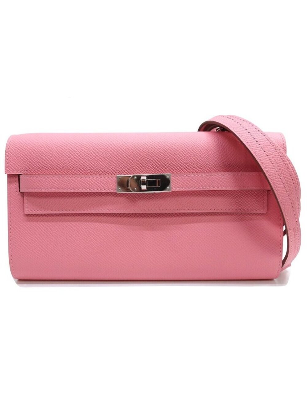 Hermes Kelly Wallet to Go Rose Confetti Silver
